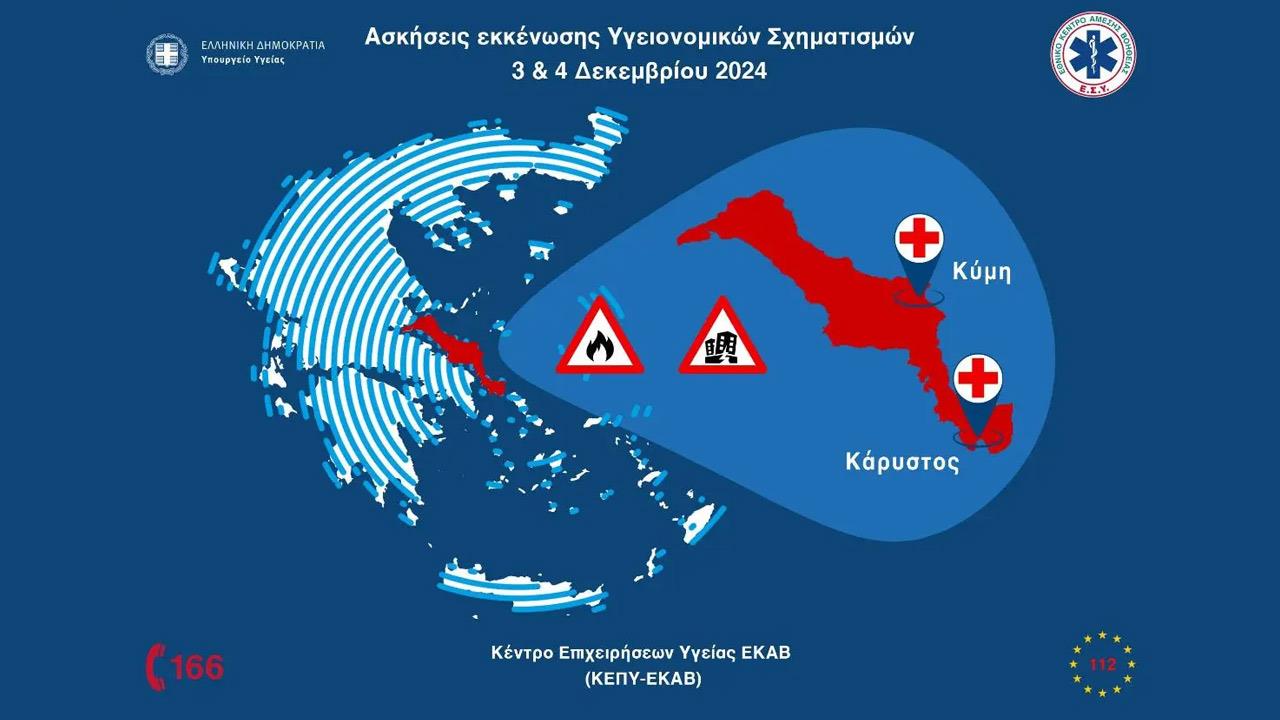 ΚΕΠΥ-ΕΚΑΒ: Πρόγραμμα ασκήσεων εκκένωσης Υγειονομικών Σχηματισμών σε Κύμη και Κάρυστο